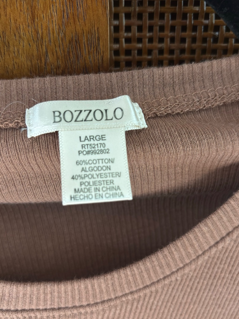 Bozzolo Ribbed Crewneck Top in Mauve